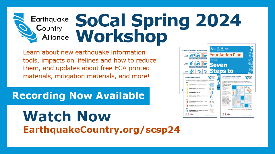 Graphic with an collage of ECA documents and information about the June 5, 2024 ECA SoCal Online Worksho